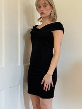 Load image into Gallery viewer, Black Velvet Off the Shoulder Dress
