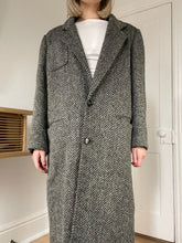 Load image into Gallery viewer, Black and Grey Herringbone Wool Coat
