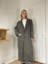 Load image into Gallery viewer, Black and Grey Herringbone Wool Coat