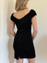 Load image into Gallery viewer, Black Velvet Off the Shoulder Dress