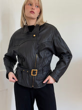 Load image into Gallery viewer, Black Leather Bomber