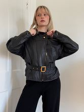 Load image into Gallery viewer, Black Leather Bomber