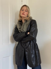 Load image into Gallery viewer, Black Leather and Fur Coat
