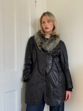 Load image into Gallery viewer, Black Leather and Fur Coat