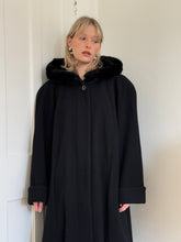 Load image into Gallery viewer, Black Wool Hooded Coat