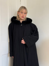 Load image into Gallery viewer, Black Wool Hooded Coat
