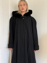 Load image into Gallery viewer, Black Wool Hooded Coat
