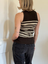 Load image into Gallery viewer, Striped Silk High Neck Tank Top
