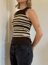 Load image into Gallery viewer, Striped Silk High Neck Tank Top