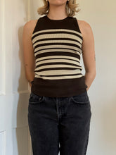 Load image into Gallery viewer, Striped Silk High Neck Tank Top