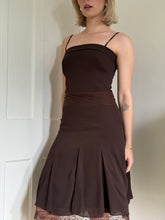 Load image into Gallery viewer, Brown Lace Trim Dress