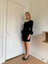 Load image into Gallery viewer, Black Dress with Feather Trim