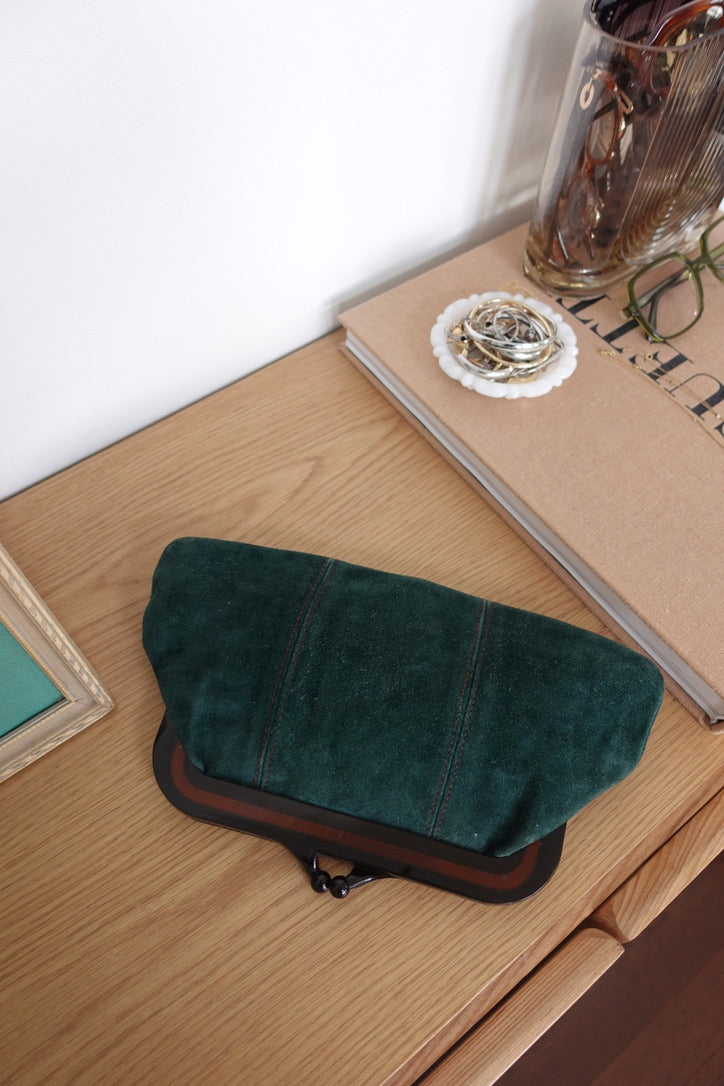 Green Suede Clutch