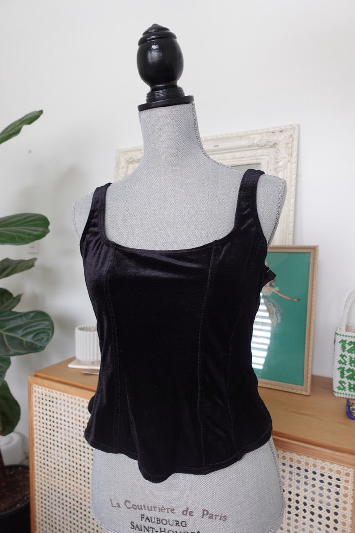 Black Velvet Bustier Top