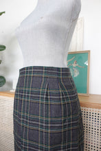 Load image into Gallery viewer, Green Grey and Yellow Plaid Midi Skirt
