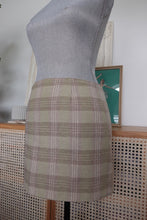 Load image into Gallery viewer, Beige and Pale Green Plaid Mini Skirt
