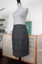 Load image into Gallery viewer, Green Grey and Yellow Plaid Midi Skirt
