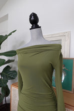 Load image into Gallery viewer, Green Ruched Cowl Neck Dress
