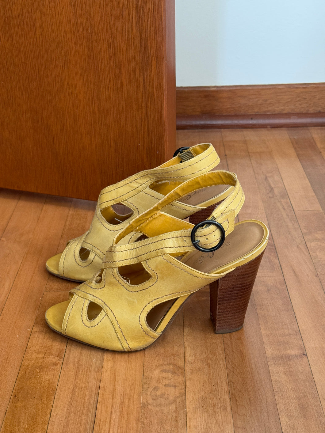 Yellow Leather Peep Toes