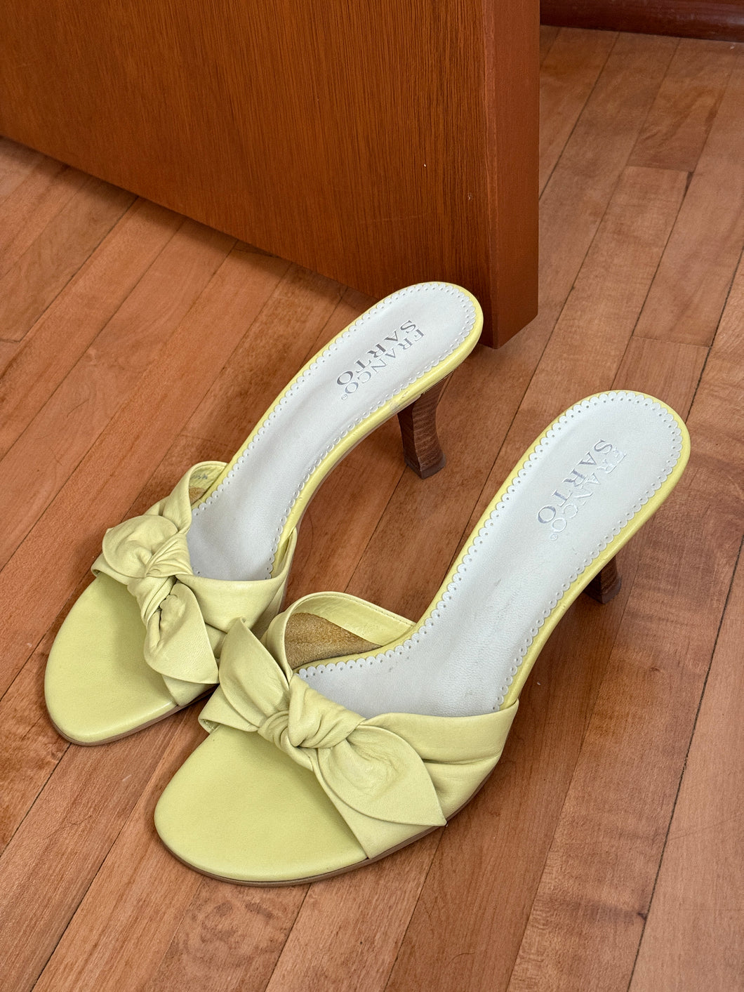 Yellow Bow Kitten Heels