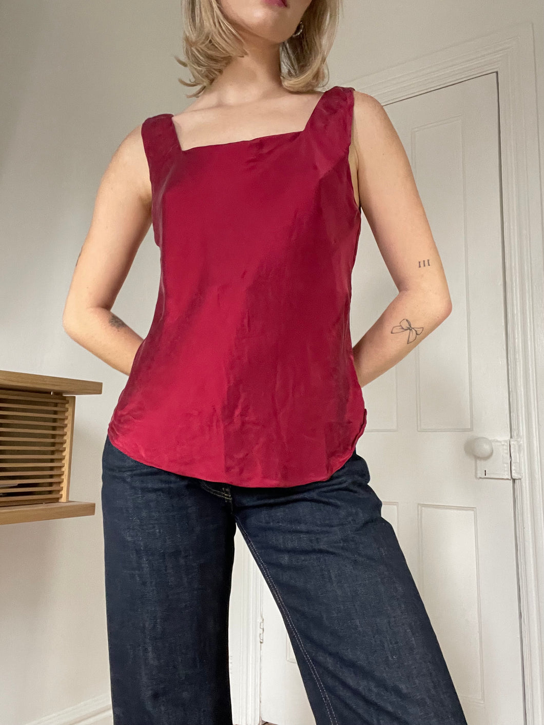 Deep Red Silk Tank