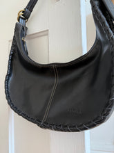 Load image into Gallery viewer, Black Woven Half Moon Bag
