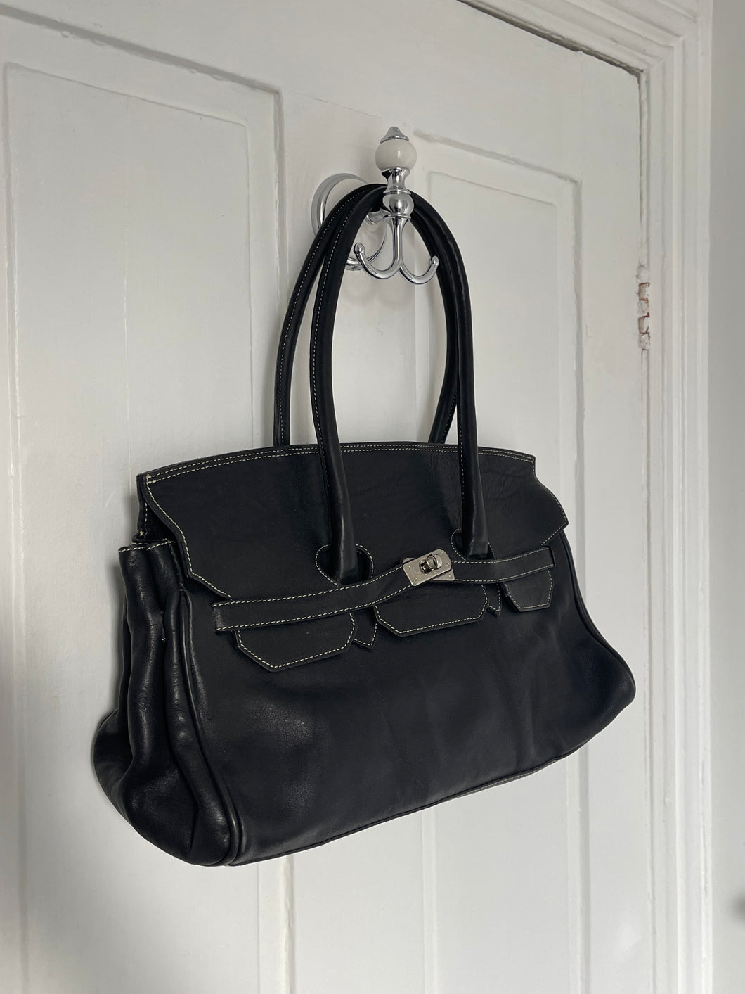 Black Leather City Bag