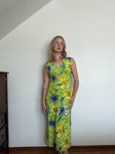 Load image into Gallery viewer, Lime Green Floral Full Length Dress
