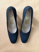 Load image into Gallery viewer, Black Round Toe Ferragamo Heels
