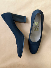 Load image into Gallery viewer, Black Round Toe Ferragamo Heels
