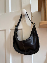 Load image into Gallery viewer, Black Woven Half Moon Bag
