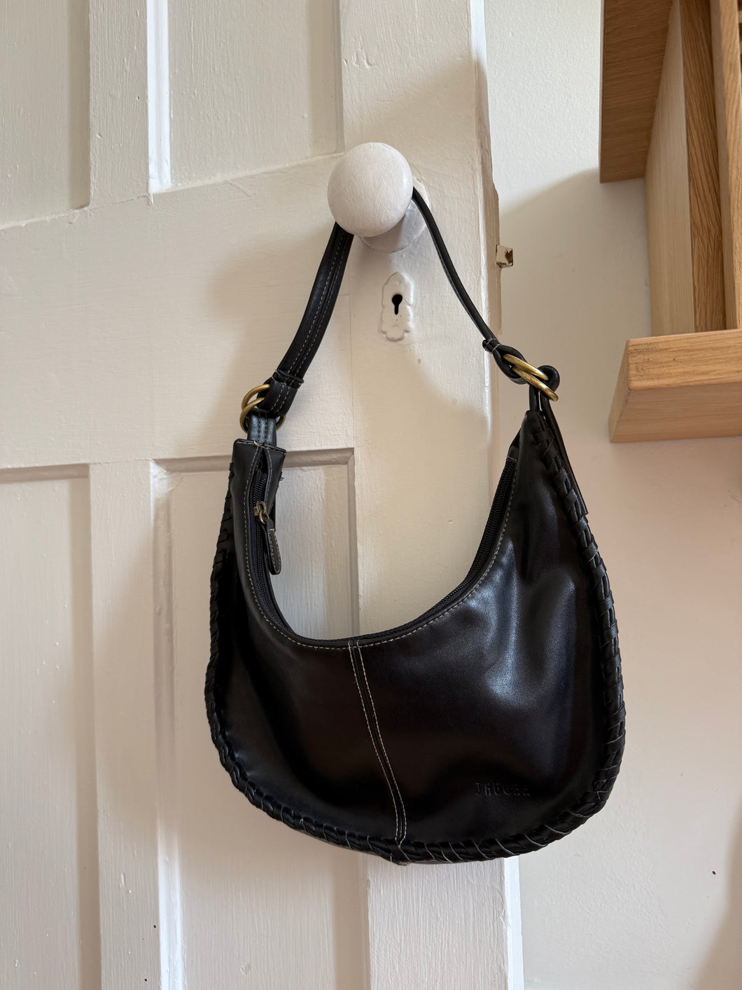 Black Woven Half Moon Bag