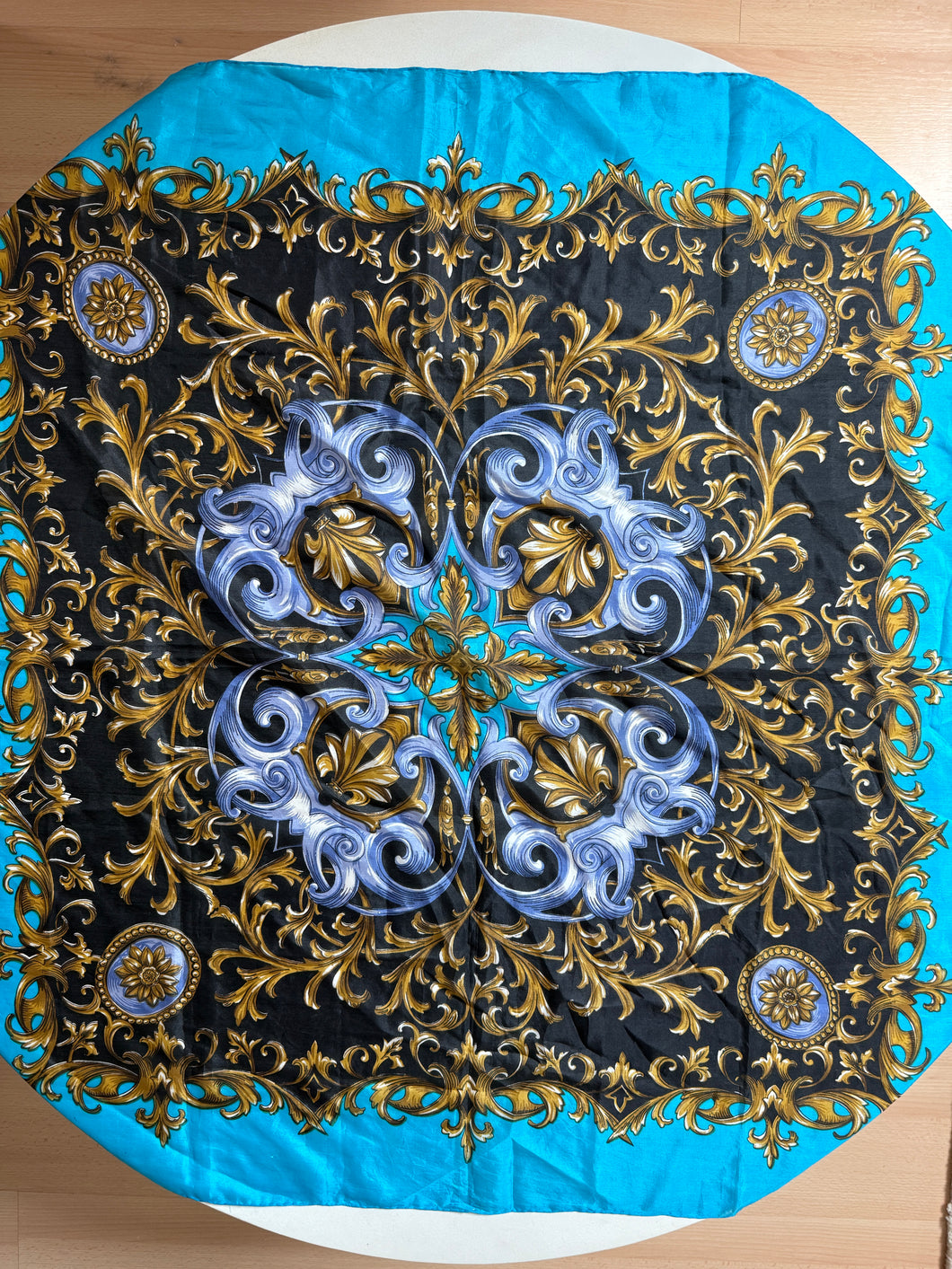Blue Printed Silk Scarf