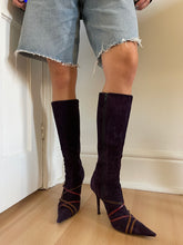 Load image into Gallery viewer, Purple Pointed Toe Boots
