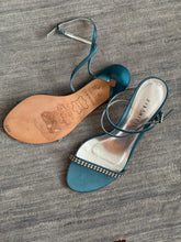 Load image into Gallery viewer, Blue Satin Strappy Heels
