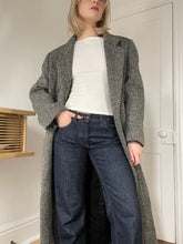 Load image into Gallery viewer, Black and Grey Herringbone Wool Coat
