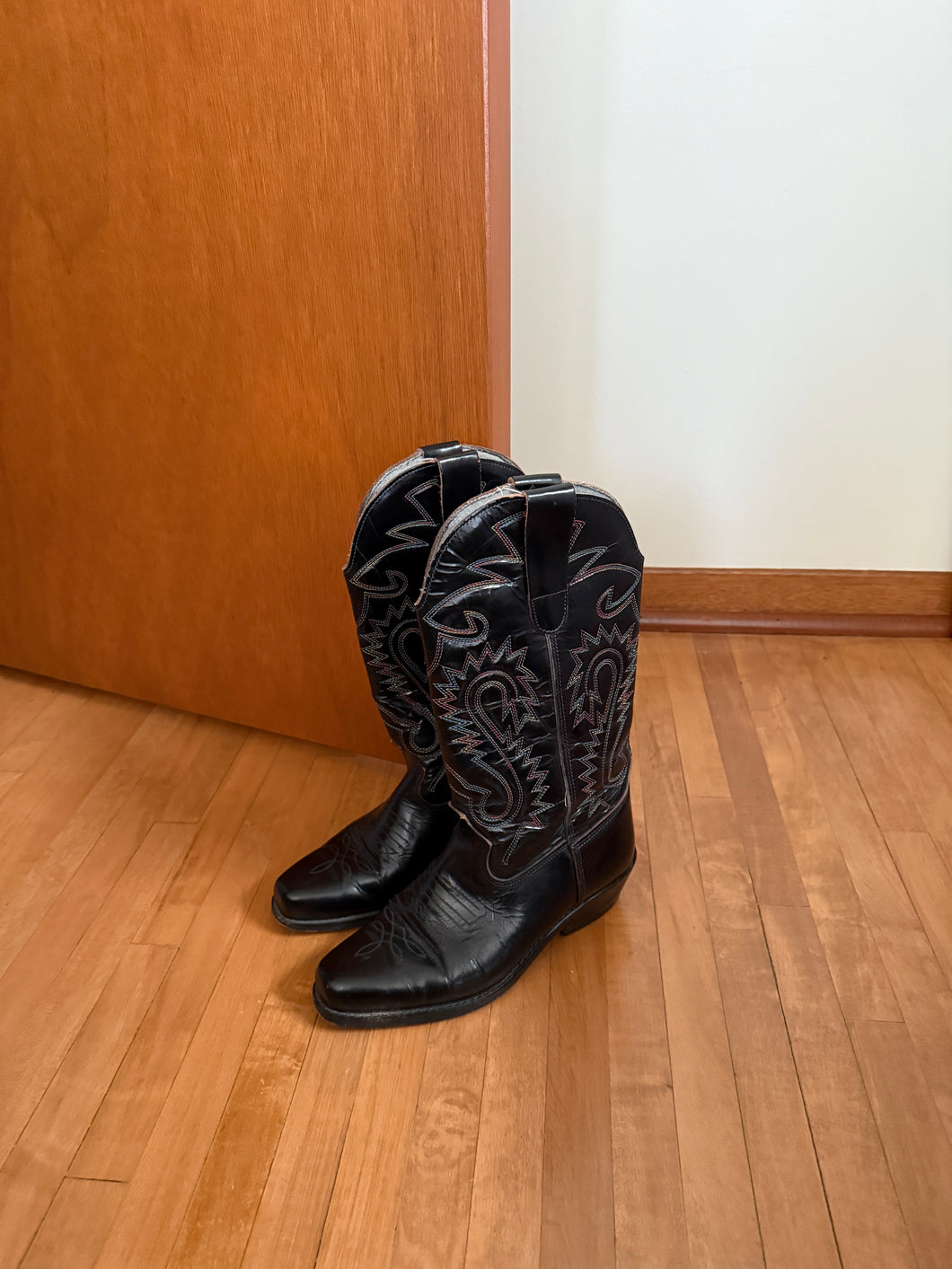 Rainbow Stitched Cowboy Boots