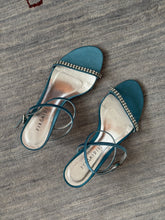 Load image into Gallery viewer, Blue Satin Strappy Heels
