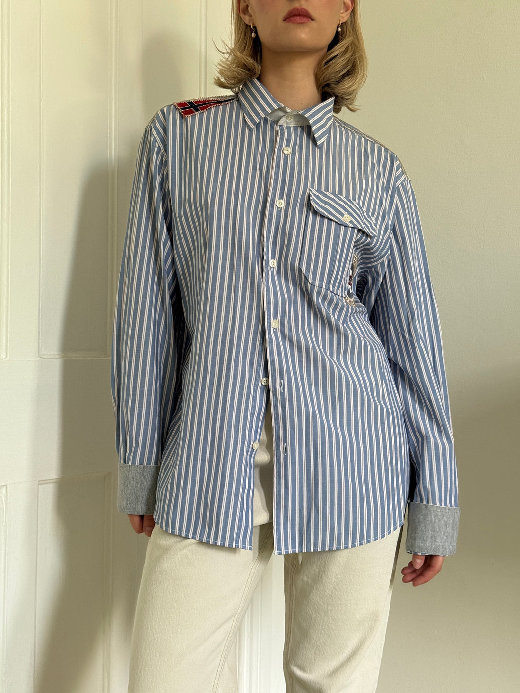 Bleu Striped Button Up