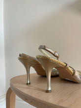 Load image into Gallery viewer, Gold Textured Slingbacks
