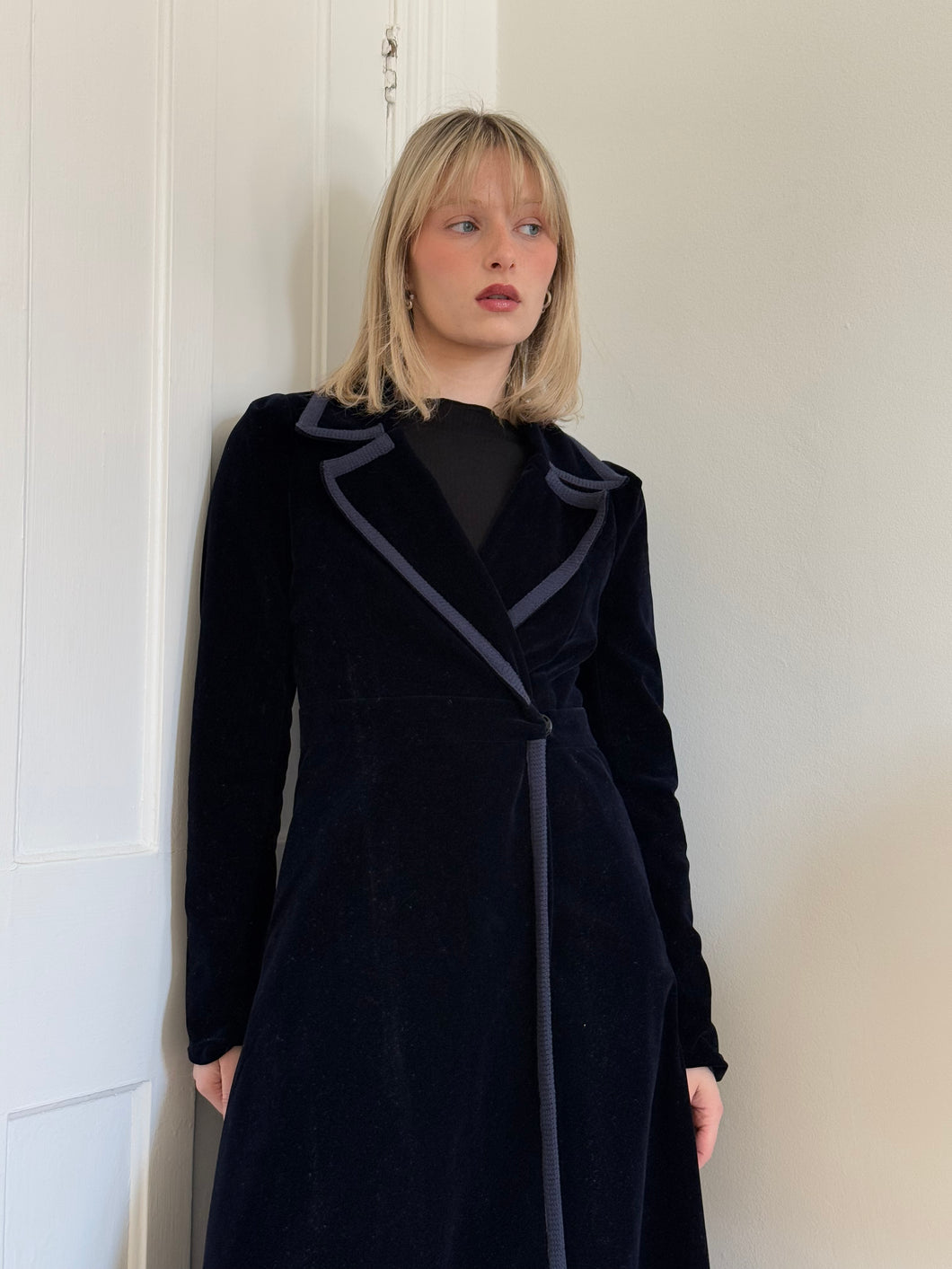 Deep Blue Velvet Coat