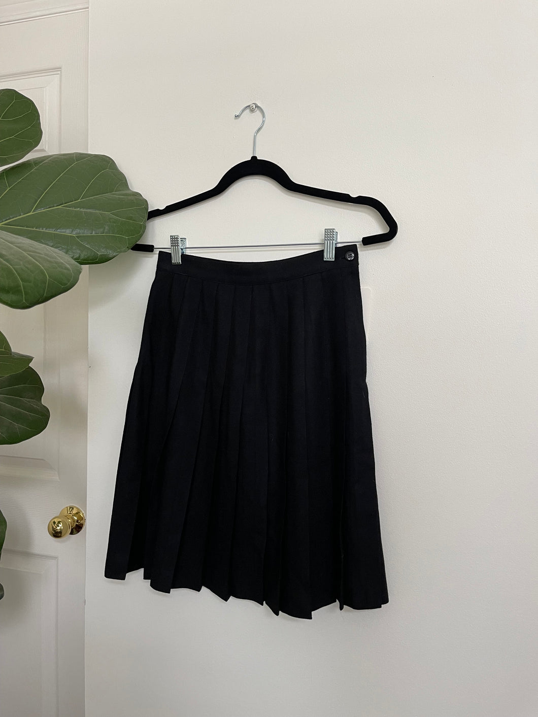 Black Wool Pleated Skirt