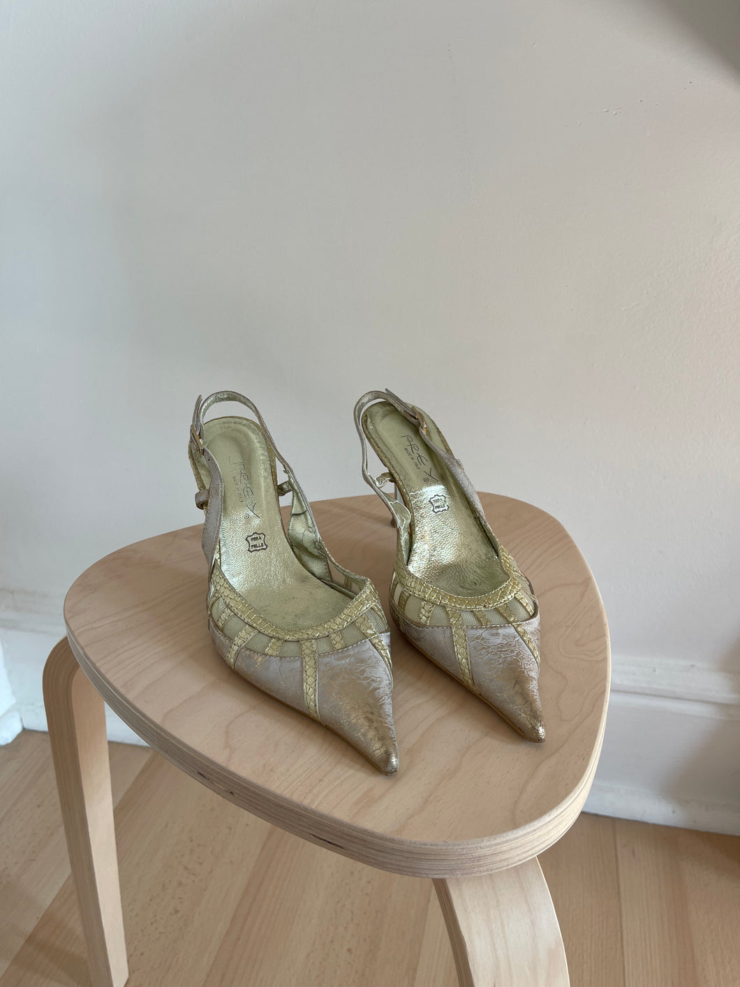 Gold Textured Slingbacks