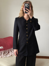 Load image into Gallery viewer, Long Black Blazer With Gold Buttons
