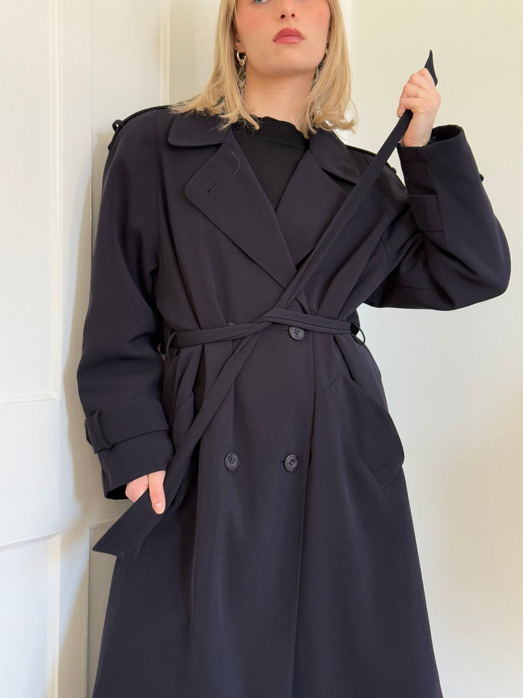 Navy Blue Lined Trench