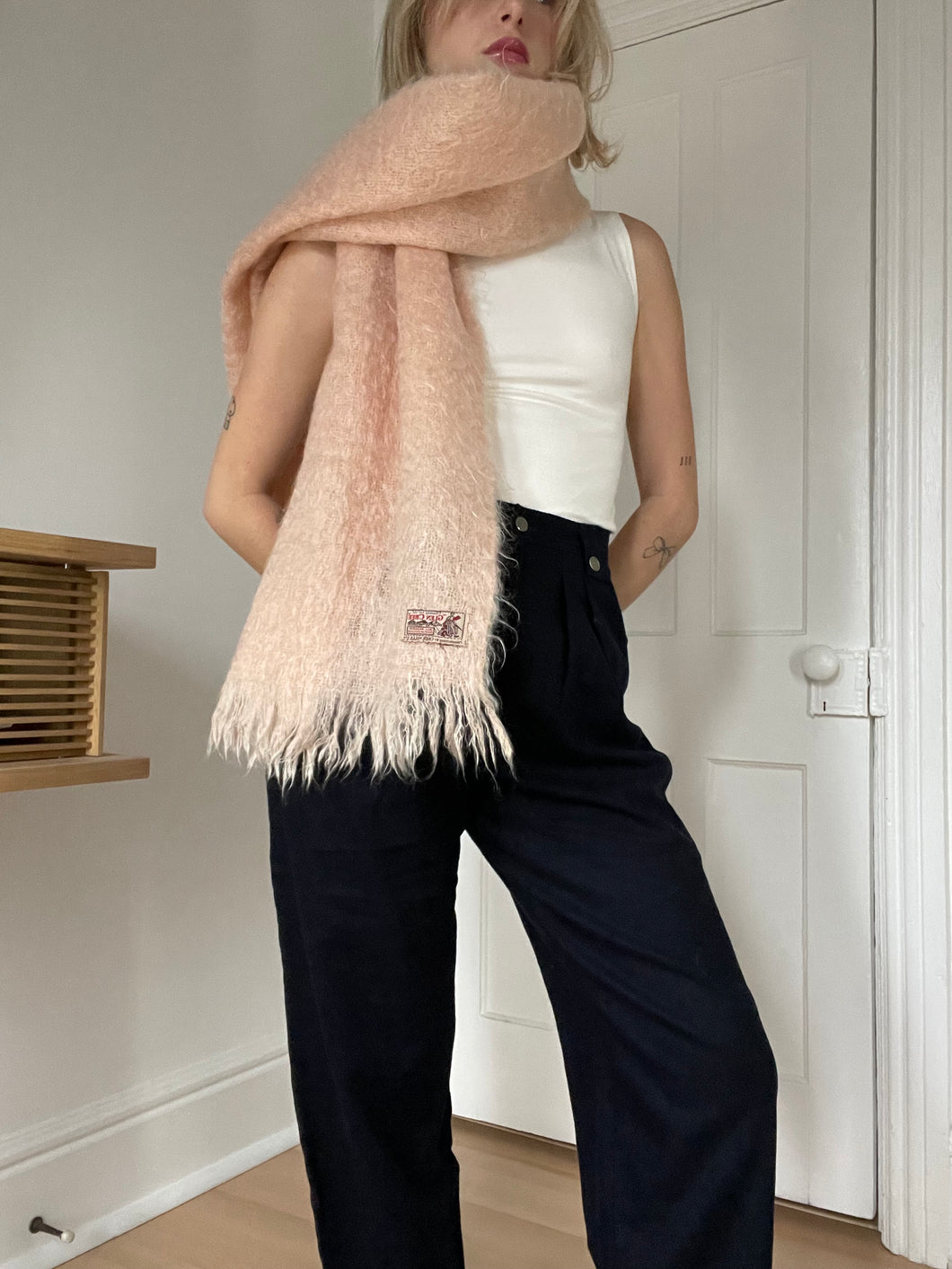 Baby Pink Mohair Scarf