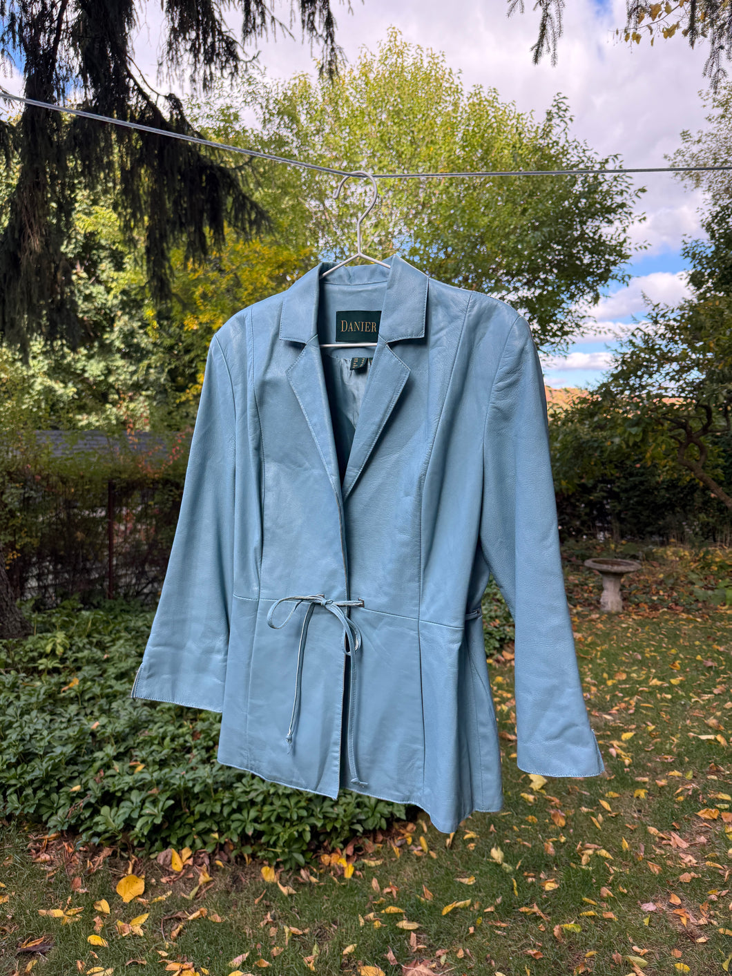 Baby Blue Leather Blazer