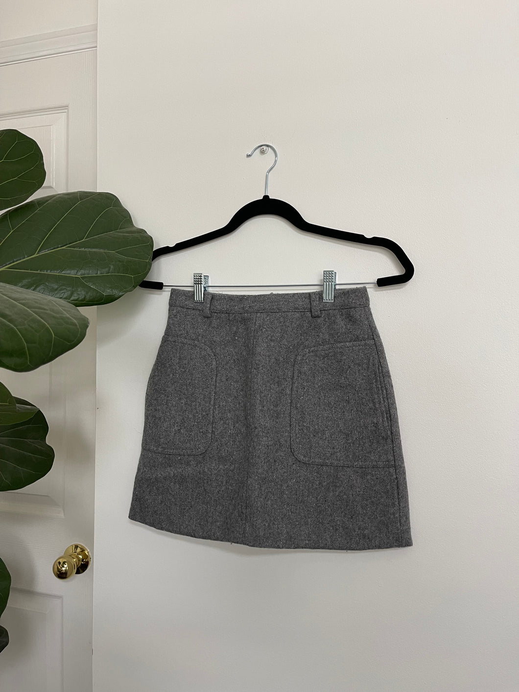 Grey Wool Mini Skirt