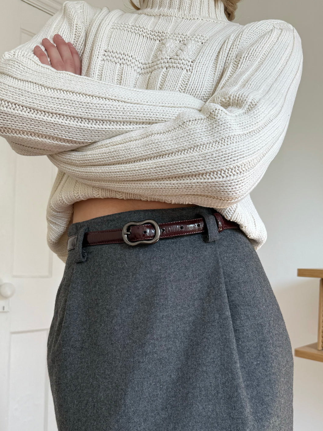 Burgundy Patent Belt