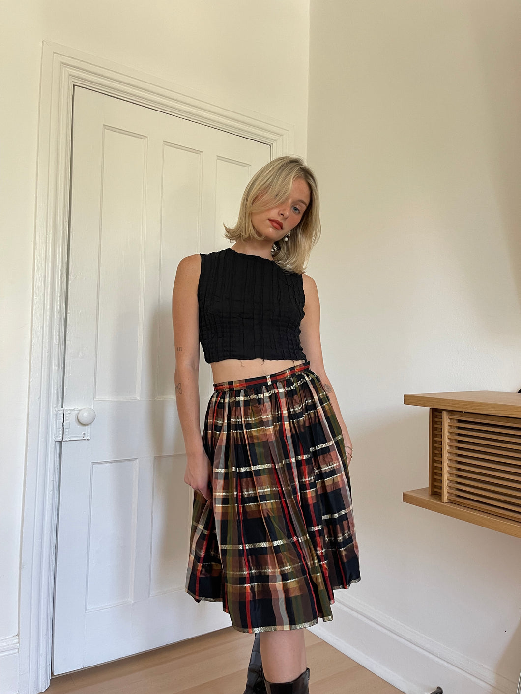 Oscar De La Renta Plaid Skirt